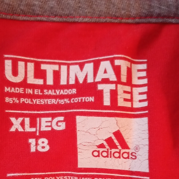 ADIDAS YOUTH CLIMALITE ULTIMATE TEE. SIZE XL 18. COLOR RED. - Picture 12 of 14